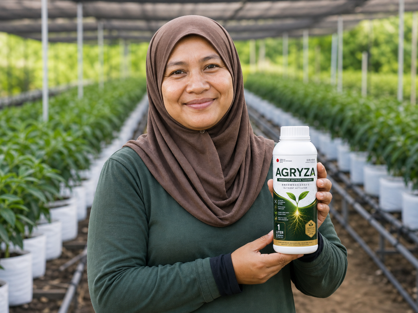 Pengguna wanita memegang AGRYZA